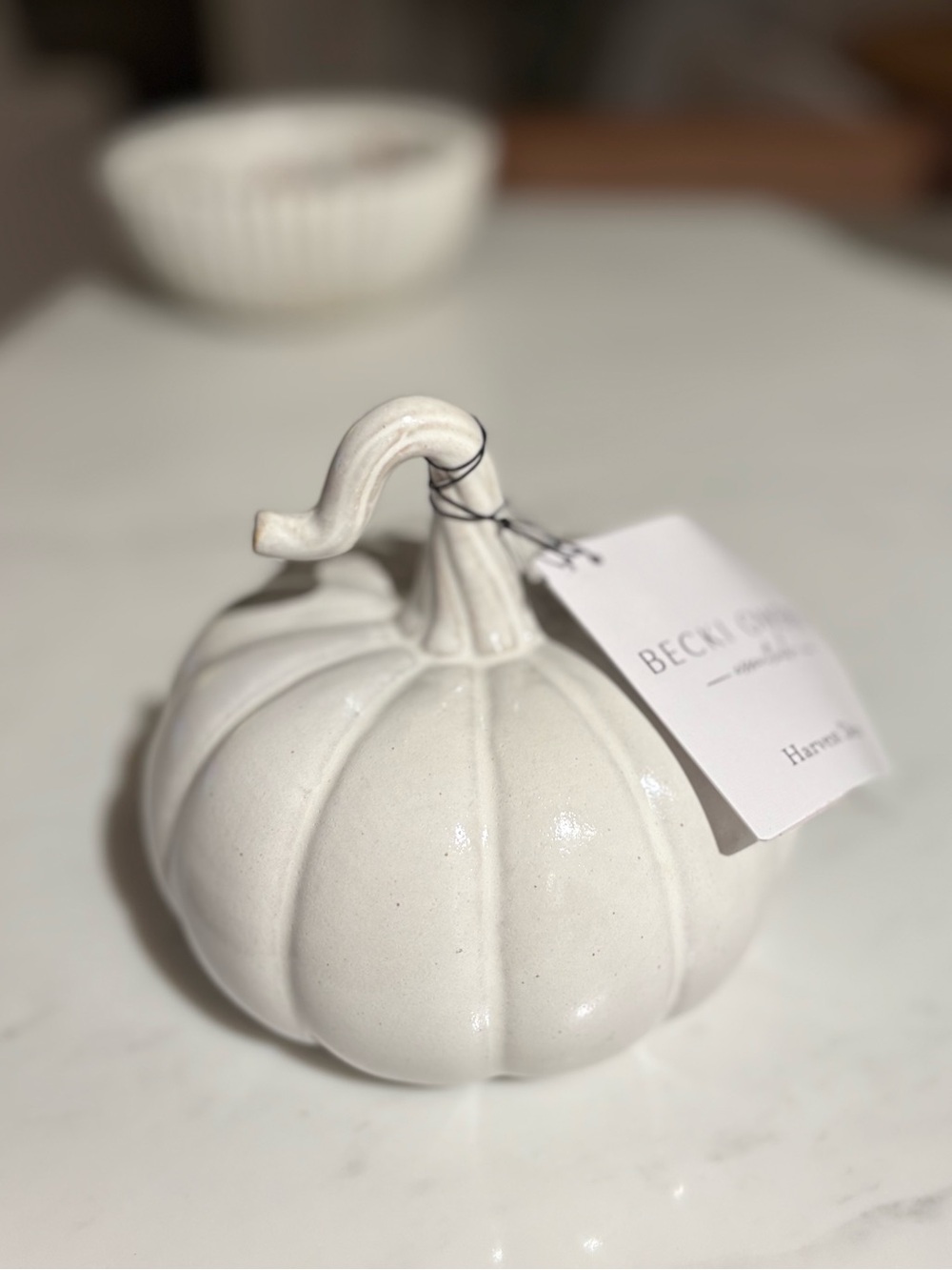 Decorative White Ceramic Pumpkin